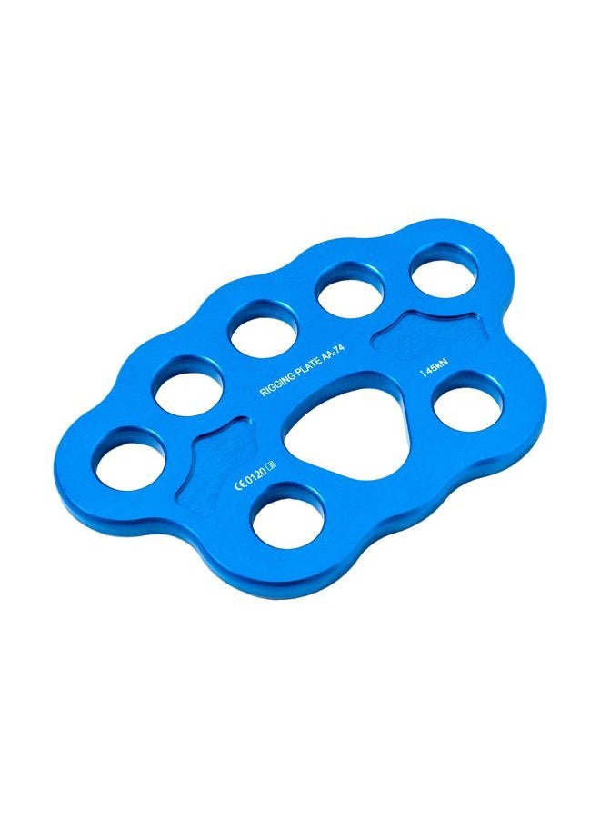 FTGear 45KN Durable Climbing Rigging Plate, 8 Holes Paw Rigging Plate for Even Load, Multiple Anchor Plate for Climbing, Backyard Ziplining & Rescue, Blue - Image 1